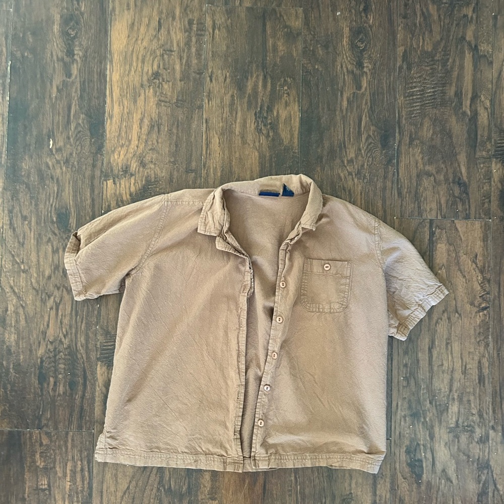 Brown button up top